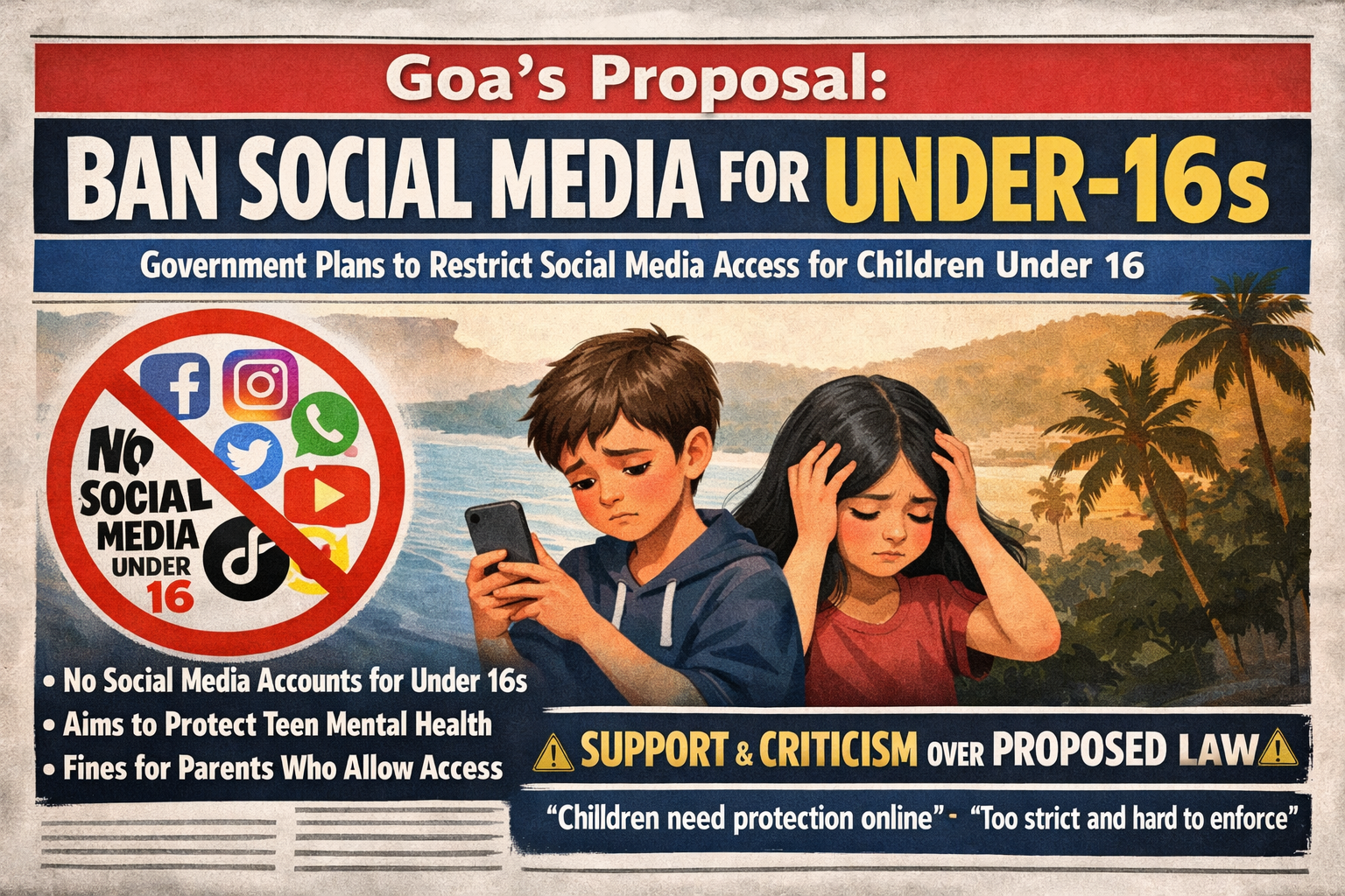 Goa's Proposal to Ban Social Media for Under-16s